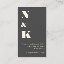 Minimalistisk modern svart monogram bröllop RSVP Tilläggskort