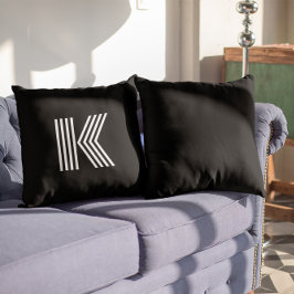 Minimalistisk Modern Svart Och Vit Monogram Kudde