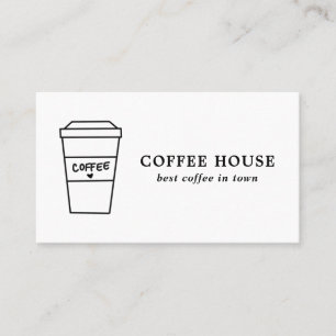 Minimalistisk modern svart- och vitkaffe Kopp Visitkort