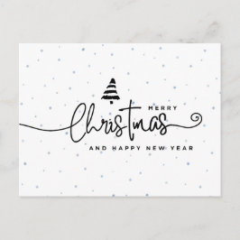 Minimalistisk Modern Svart & Vit Jul Helg Vykort