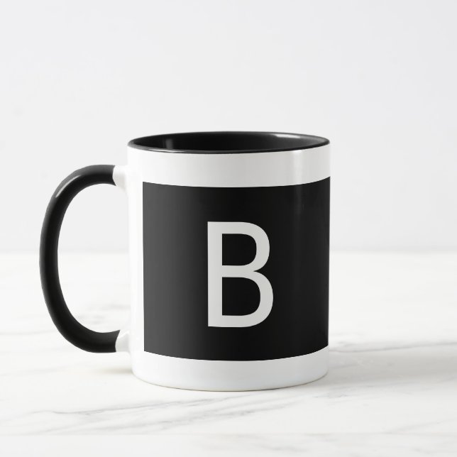 Minimalistisk, modern, svart, vit monogram Lämnat  Mugg (Vänster)
