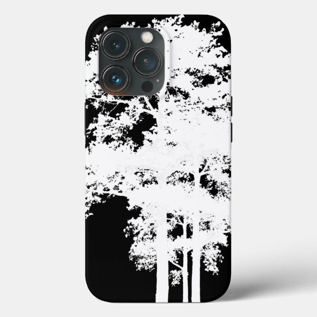 Minimalistisk modern svart vit träd-silhuett (Baksida )