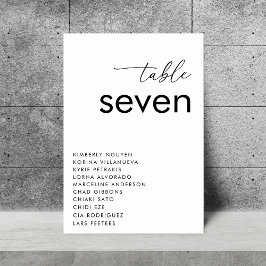 Minimalistisk Modern Svart Vit Typografi Bröllop Bordsnummer