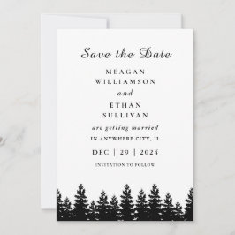 Minimalistisk Modern Svart Vit VinterbröllopQRCode Spara Datumet