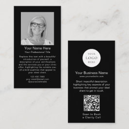 Minimalistisk Modern Svart Vitt Logo QR-kod Foto Visitkort