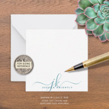 Minimalistisk modern Teal Script Monogram