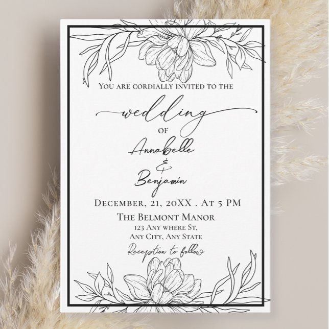 Minimalistisk Modern Terracotta Blommigt Bröllop Inbjudningar (Skapare uppladdad)