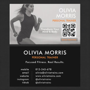 Minimalistisk Modern Tränare QR-kod Visitkort