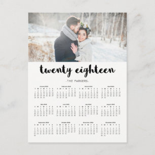 Minimalistisk modern typografi 2018 Foto Kalender Vykort