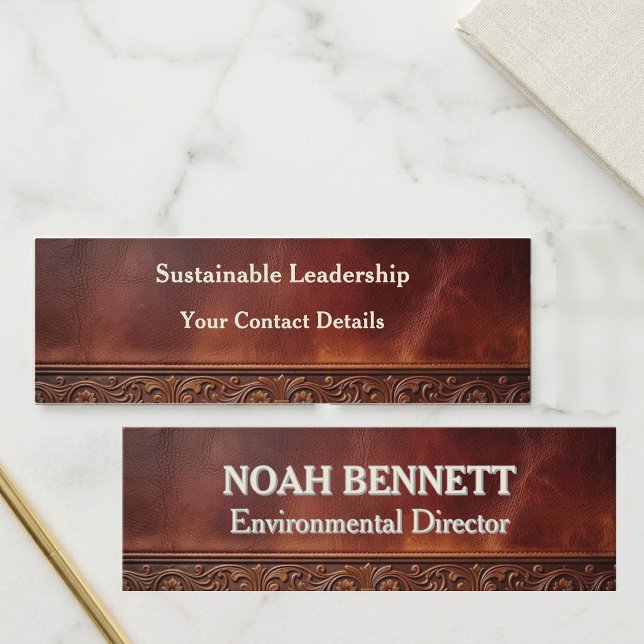 Minimalistisk modern typografi burgunderröd läderr mini visitkort (Minimalist Modern Typography Burgundy Leather Rust Mini Business Card)