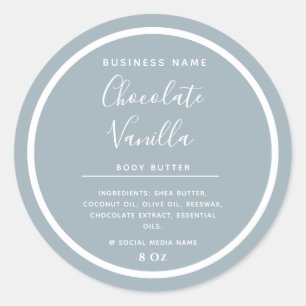 Minimalistisk modern typografi dammig blå produkt runt klistermärke
