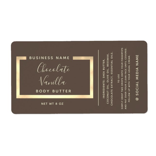 Minimalistisk modern typografi guld ram-etikett fraktsedel (Framsidan)