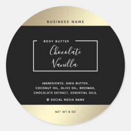 Minimalistisk modern typografi, svart guld-kosmeti runt klistermärke