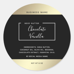 Minimalistisk modern typografi svart guld kosmetik runt klistermärke