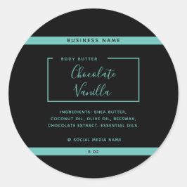 Minimalistisk modern typografi svart produktetiket runt klistermärke