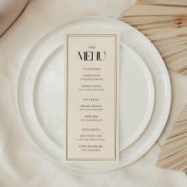 Minimalistisk Modern Typsnitt Beige Kräm Bröllop Meny