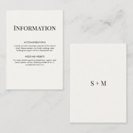 Minimalistisk Modern Typsnitts Bröllopsinformation Tilläggskort