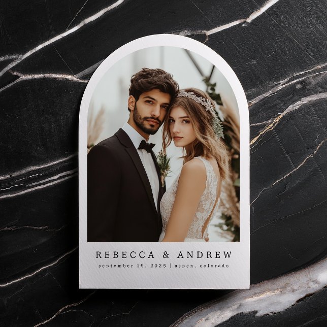 Minimalistisk Modern Valvbåge Foto Bröllopsinbjuda Inbjudningar (Skapare uppladdad)