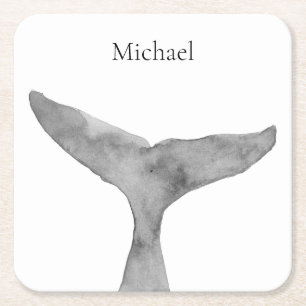 Minimalistisk modern vattenfärgsvalfluk underlägg papper kvadrat