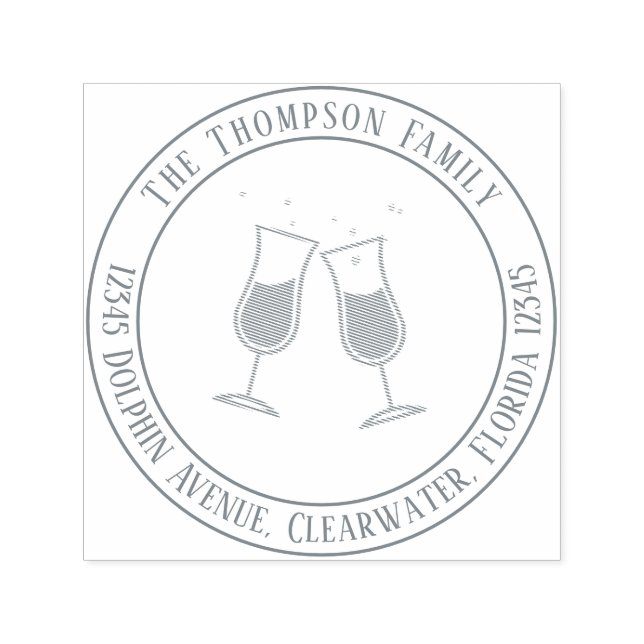 Minimalistisk modern Vin-glasögon, vismisk Roligt Självfärgande Stämpel (Design)