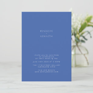 Minimalistisk Modern Vintage Fransk Blue Bröllop Inbjudningar