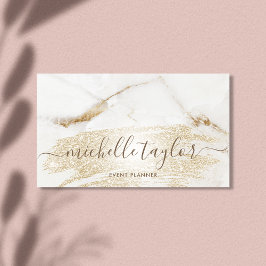 Minimalistisk, modern, vit marmor guld namntecknin visitkort