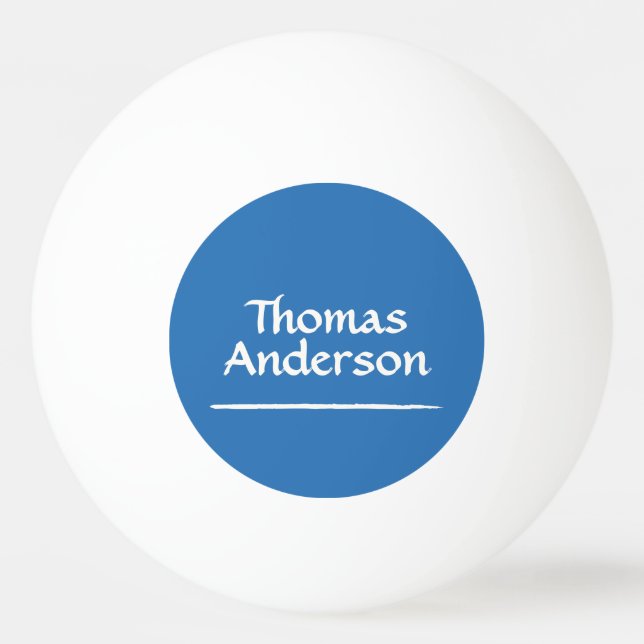 Minimalistisk modern vit på blå pingisboll (Framsidan)
