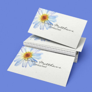 Minimalistisk Modern Vit Tusenskönas Script Blomma Visitkort