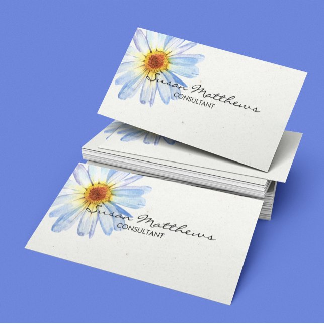 Minimalistisk Modern Vit Tusenskönas Script Blomma Visitkort (Skapare uppladdad)