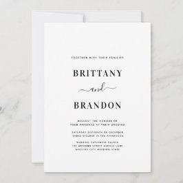 Minimalistisk modern Vita Bröllop Inbjudningar