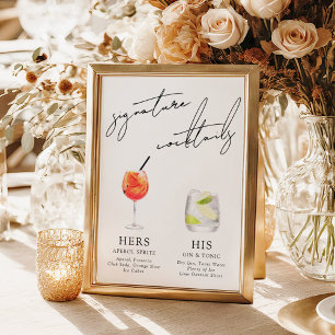 Minimalistisk Modern & Whimsical Signaturdrinkar Poster