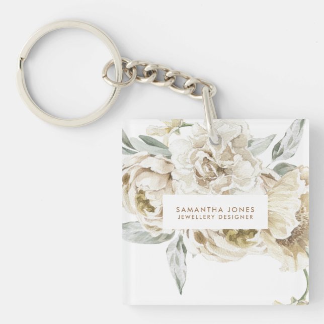 Minimalistisk Modern White Peonie Blommigt Waterco (Framsidan)