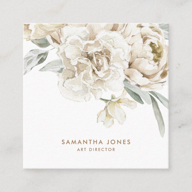 Minimalistisk Modern White Peonie Blommigt Waterco (Framsida)