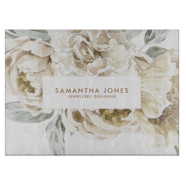 Minimalistisk Modern White Peonie Blommigt Waterco (Framsidan)