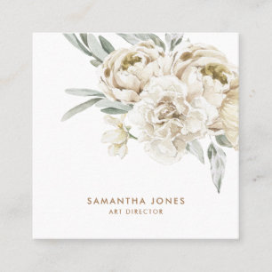 Minimalistisk Modern White Peonie Blommigt Waterco