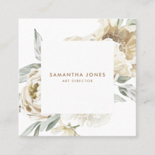 Minimalistisk Modern White Peonie Blommigt Waterco