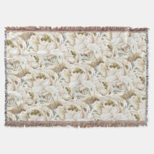 Minimalistisk Modern White Peonie Blommigt Waterco Filt