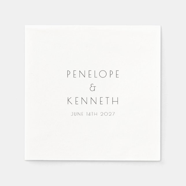 Minimalistisk Modern White Simple Bröllop-Anpassni Pappersservett (Framsidan)