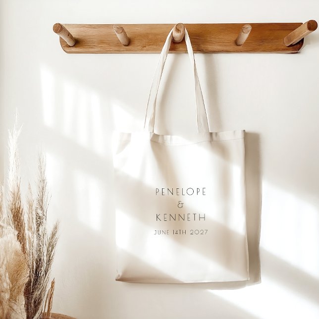 Minimalistisk Modern White Simple Bröllop-Anpassni Tygkasse (Skapare uppladdad)