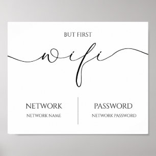 Minimalistisk Modern WiFi-lösenords Brylloppsskylt Poster