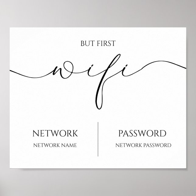Minimalistisk Modern WiFi-lösenords Brylloppsskylt Poster (Framsidan)