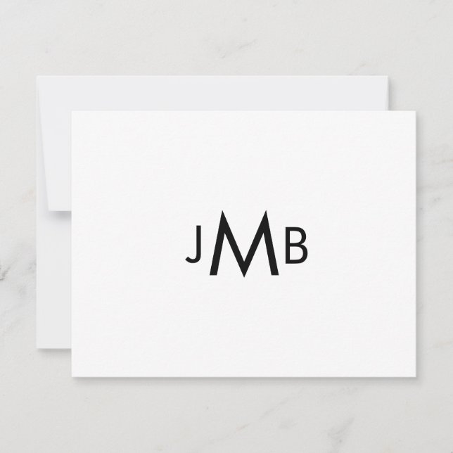Minimalistisk, moderna monogram initialer platt  tack kort (Framsida)