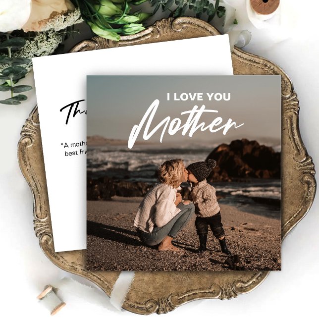 Minimalistisk Modernt Foto Jag älskar dig Mamma Hä Kort (Minimalist Modern Photo I Love You Mother Greeting Card, Mother Birthday, Mother Day Photo)