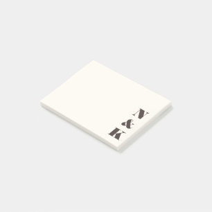 Minimalistisk Modernt Monogram Krämbrun Anpassad Post-it Block