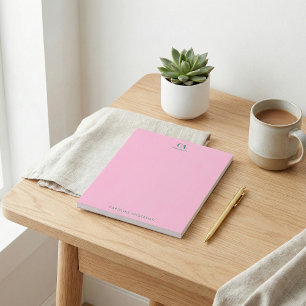 Minimalistisk Modernt Monogram Personligt Rosa Grö Anteckningsblock
