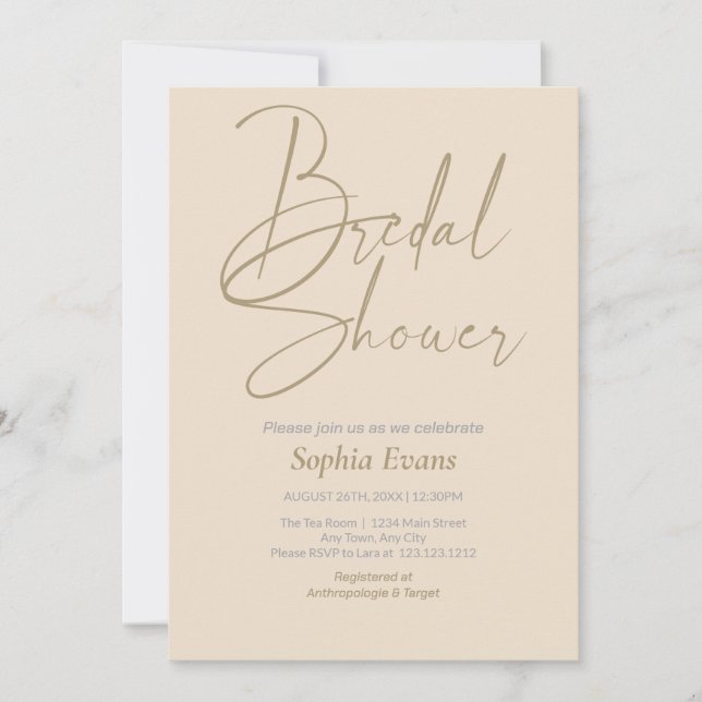 Minimalistisk Möhippa av Butterkräm i Guld Silver Inbjudningar (Framsida)