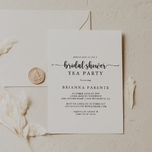 Minimalistisk Möhippa av kalligrafi Tea Party Inbjudningar