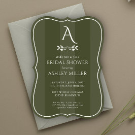 Minimalistisk Möhippa av monogram stripe-Grönt Inbjudningar