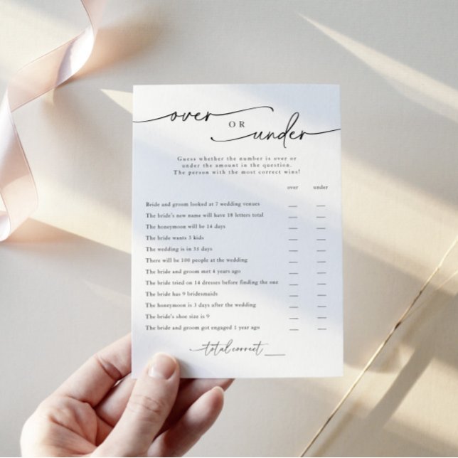 Minimalistisk Möhippa av "över eller under" spelko Inbjudningar (Skapare uppladdad)