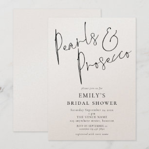 Minimalistisk Möhippa av pärlor och Prosecco Inbjudningar